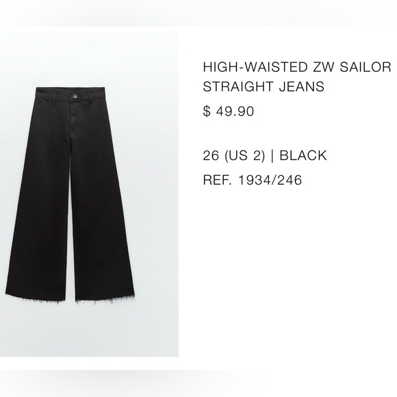 ZARA HIGH-WAISTED ZW SAILOR STRAIGHT JEANS - Picture 5 of 5